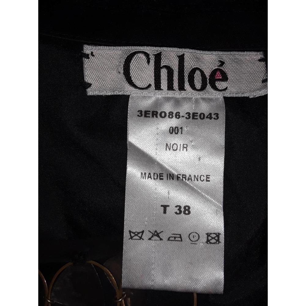 CHLOE Sz 38 Vintage Black Silk Strapless Cutout Dress w Chain Details - Picture 7 of 7